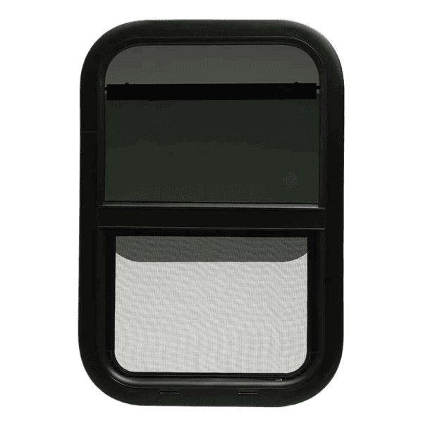 RV Camper Vertical Sliding Window With Screen Trim Ring - Camper Window RV Slider Window Screen Trim Ring Included